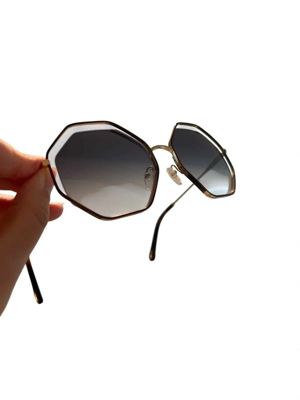 Chloé Poppy Octagonal Geometric Sunglasses Gold Tortoise CE132S - 58 mm - NWT